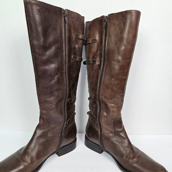 Coconuts by Matisse Becky Boho Brown Leather Buckle Detail Tall Riding Boot - Picture 4 of 10
